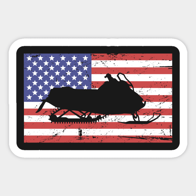 Snowmobile And United States Flag Sticker by MeatMan